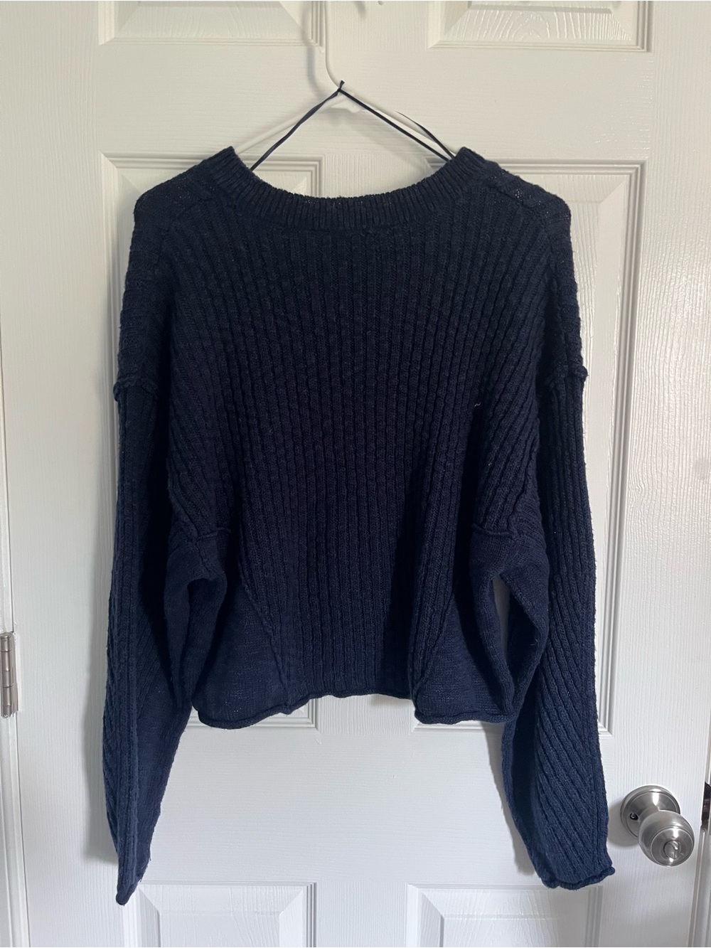 Pink Republic Navy Ribbed Crewneck Sweater